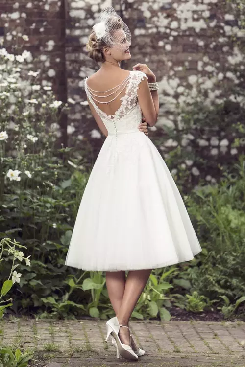 Lottie 50s Style Short Beaded Lace Wedding Dress Brighton Belle